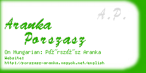 aranka porszasz business card